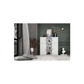 BKConcept KTP-1058-Ç 4 Kapaklı Çekmeceli Raflı 65 cm Beyaz Kitaplık