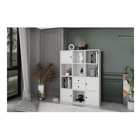 BKConcept KTP-1062-Ç 4 Kapaklı Çekmeceli Raflı 97 cm Beyaz Kitaplık
