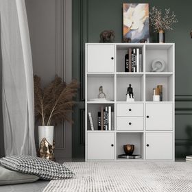 BKConcept KTP-1062-Ç 4 Kapaklı Çekmeceli Raflı 97 cm Beyaz Kitaplık