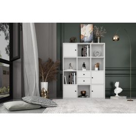 BKConcept KTP-1062-Ç 4 Kapaklı Çekmeceli Raflı 97 cm Beyaz Kitaplık