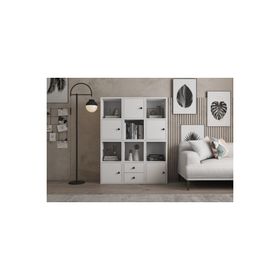 BKConcept KTP-1064-Ç 5 Kapaklı Çekmeceli Raflı 97 cm Beyaz Kitaplık