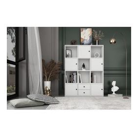 BKConcept KTP-1064-Ç 5 Kapaklı Çekmeceli Raflı 97 cm Beyaz Kitaplık