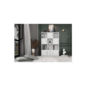 BKConcept KTP-1064-Ç 5 Kapaklı Çekmeceli Raflı 97 cm Beyaz Kitaplık