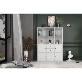BKConcept KTP-1071-Ç 4 Kapaklı Çekmeceli Raflı 97 cm Beyaz Kitaplık