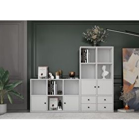 BKConcept KTP-1436-Ç 4 Kapaklı Çekmeceli 165 cm Beyaz Kitaplık