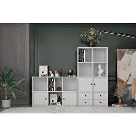 BKConcept KTP-1436-Ç 4 Kapaklı Çekmeceli 165 cm Beyaz Kitaplık