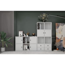BKConcept KTP-1440-Ç 6 Kapaklı Çekmeceli 165 cm Beyaz Kitaplık