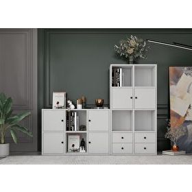 BKConcept KTP-1440-Ç 6 Kapaklı Çekmeceli 165 cm Beyaz Kitaplık