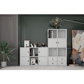 BKConcept KTP-1440-Ç 6 Kapaklı Çekmeceli 165 cm Beyaz Kitaplık