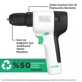 Black & Decker Reviva REVDD12C 12 V 1.5 Ah Siyah Şarjlı Matkap