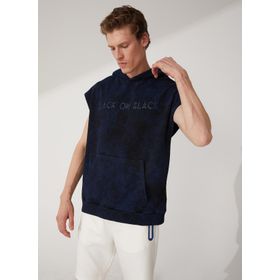 Black On Black E-JUSTIN Kapüşon Yaka Yıkamalı Lacivert Erkek Sweatshirt
