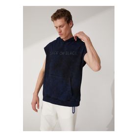 Black On Black E-JUSTIN Kapüşon Yaka Yıkamalı Lacivert Erkek Sweatshirt