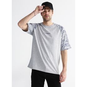 Black On Black E-MIKES Bisiklet Yaka Baskılı Gri Melanj Erkek T-Shirt
