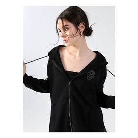 Black On Black K-Rival Kapüşon Yaka Taşlı Siyah Kadın Sweatshirt