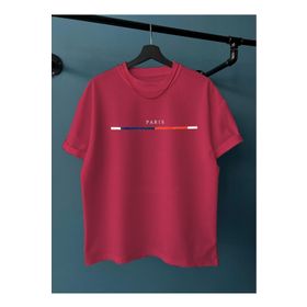 Black Sokak Göğüs Ince Çizgili Paris Baskılı Oversize Bordo Erkek T-shirt