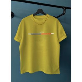 Black Sokak Göğüs Ince Çizgili Paris Baskılı Oversize Yosun Erkek T-shirt