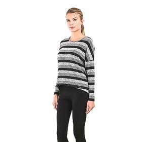 Blackspade 50080 Gri Melanj Çizgili Uzun Kol Kadın Sweatshirt