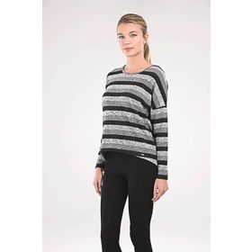 Blackspade 50080 Gri Melanj Çizgili Uzun Kol Kadın Sweatshirt