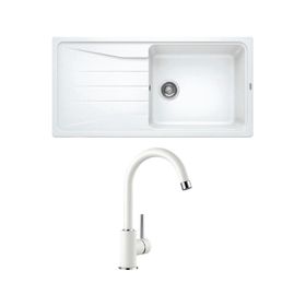 Blanco Sona XL 6S Beyaz Eviye Mida Beyaz Armatür Seti