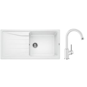 Blanco Sona XL 6S Beyaz Eviye Mida Beyaz Armatür Seti