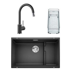 Blanco Subline 700 U Level Granit Antrasit Eviye + Mida-S Antrasit Spiralli Armatür Set + Aksesuar
