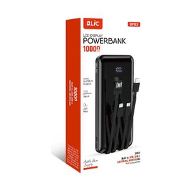 Blic Bpb3 10.000 mAh LCD Ekranlı 3in1 Dahili Kablolu, 2.1A, Usb-A & Usb-C Girişli Siyah Powerbank