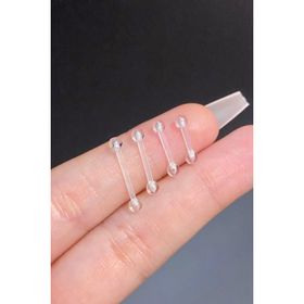 Blisse Kadın Şeffaf Antialerjik Bioplast Tragus Helix Kıkırdak İki Ucu Top Piercing
