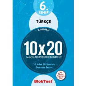 Bloktest Yayınları 6. Sınıf 2. Dönem Türkçe 10x20 Deneme Seti