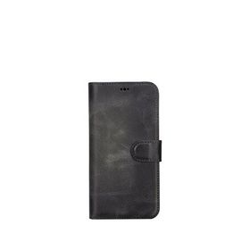 BloominBag Aurel Magna Sandy Stone Iphone 16 Pro Magsafe Uyumlu Wallet Case Siyah Gri Deri Telefon Kılıfı