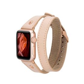 BloominBag Gold Tokalı Double Tour Bisque Deri Apple Watch Akıllı Saat Kordon