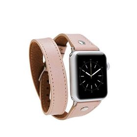 BloominBag Silver Tokalı Double Tour Bisque Deri Apple Watch Akıllı Saat Kordon