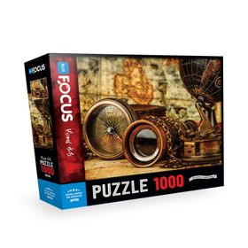 Blue Focus 1000 Parça Vintage Compass Andbinoculars Nostaljik Pusula Ve Dürbün Puzzle