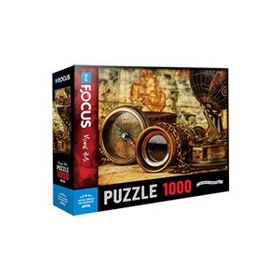 Blue Focus 1000 Parça Vintage Compass Andbinoculars Nostaljik Pusula Ve Dürbün Puzzle