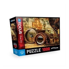 Blue Focus 1000 Parça Vintage Compass Andbinoculars Nostaljik Pusula Ve Dürbün Puzzle