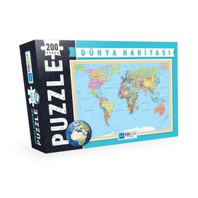 Blue Focus 200 Parça Dünya Haritası Puzzle