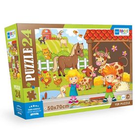 Blue Focus 24 Parça Yer Puzzle Farm Animals Çiftlik Hayvanları Puzzle