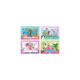Blue Focus 30 Parça Frame Puzzle 4'lü Set Deniz Kızı, Unıcorn, Flamıngo, Sevimli Prenses