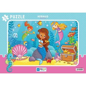 Blue Focus 30 Parça Frame Puzzle 4'lü Set Deniz Kızı, Unıcorn, Flamıngo, Sevimli Prenses