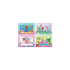 Blue Focus 30 Parça Frame Puzzle 4'lü Set Deniz Kızı, Unıcorn, Flamıngo, Sevimli Prenses
