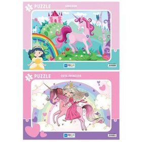 Blue Focus 30 Parça Kız Çocuk Unicorn Frame Puzzle Seti