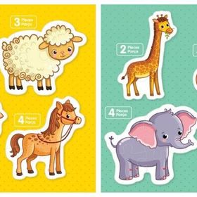 Blue Focus Baby Puzzle Vahşi ve Çiftlik Hayvanları Puzzle Seti