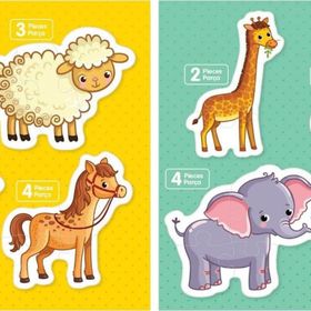 Blue Focus Baby Puzzle Vahşi ve Çiftlik Hayvanları Puzzle Seti