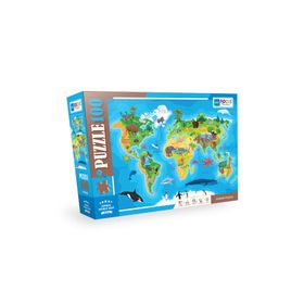 Blue Focus BF316 Animal World Map Hayvan Dünya Haritası 100 Parça Puzzle