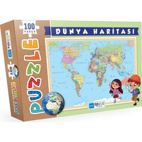 Blue Focus Dünya Haritası 100 Parça Puzzle