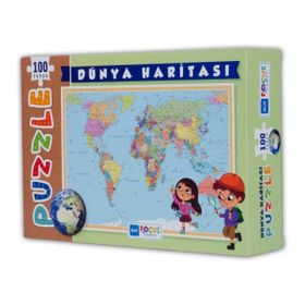 Blue Focus Dünya Haritası 100 Parça Puzzle