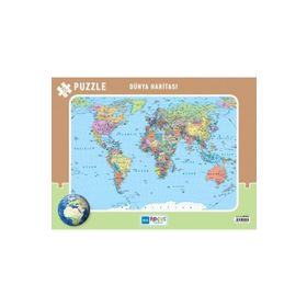 Blue Focus Dünya Haritası Frame Puzzle 72 Parça