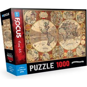 Blue Focus Old World Map Eski Dünya Haritası 1000 Parça Puzzle