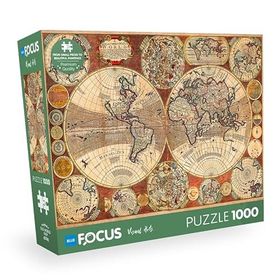 Blue Focus Old World Map Eski Dünya Haritası 1000 Parça Puzzle