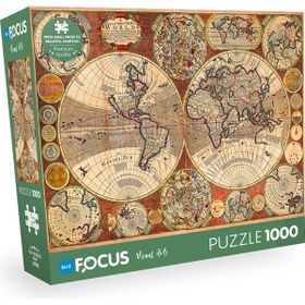 Blue Focus Old World Map Eski Dünya Haritası 1000 Parça Puzzle