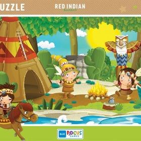 Blue Focus Red Indian Kızılderili 72 Parça Puzzle